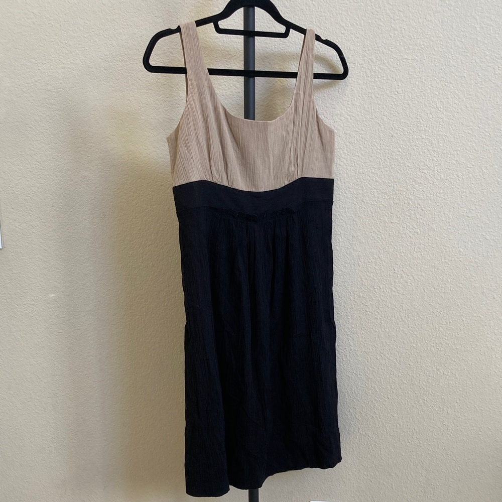 Tahari Black and Tan Midi Dress